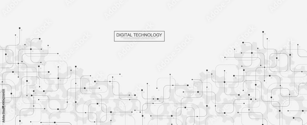 Aufkleber Technology abstract background with circuit board texture. Creative idea AI banner. Internet technology. Tech concept for poster, header, web banner, website, presentation.