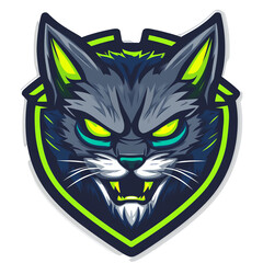 Obraz premium Fierce cybernetic cat mascot logo a striking emblem for esports and gaming teams on transparent background