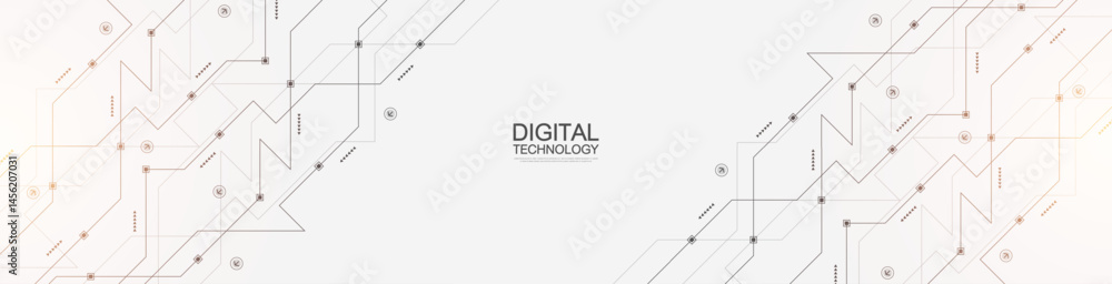 Aufkleber Technology abstract background with circuit board texture. Creative idea AI banner. Internet technology. Tech concept for poster, header, web banner, website, presentation.