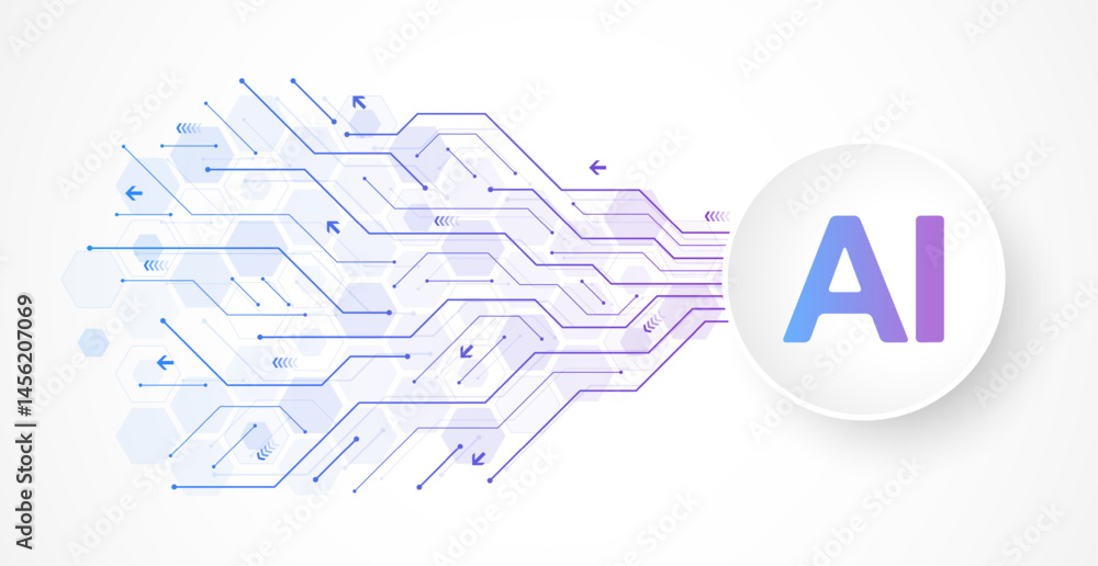 Poster creative idea ai banner concept for internet technology. motherboard technology abstract texture des