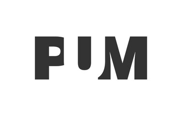PUM logo design. Initial letter P U M bold font style for tech startups, consulting, corporate branding. Creative company name, headlines typography identity, trendy logotype.