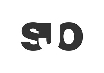 Obraz premium SJO logo design. Initial letter S J O bold font style for tech startups, consulting, corporate branding. Creative company name, headlines typography identity, trendy logotype.