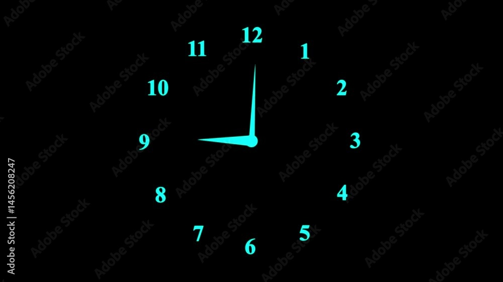 Poster clock icon animation,modern analog clock ticking – time lapse background, rotating wall clock animat