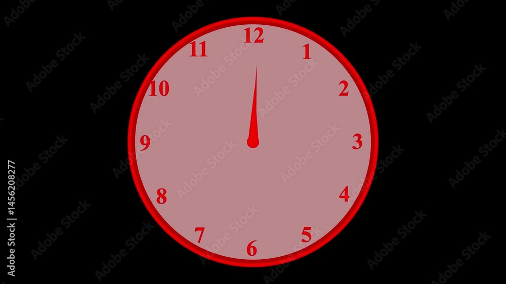 Poster analog clock icon animation with light black background. wall clock icon, technology concept on dark
