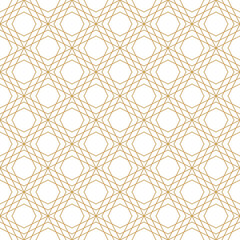 Naklejka premium Seamless geometric pattern with gold lines, interlocking octagons and squares, oriental style background.