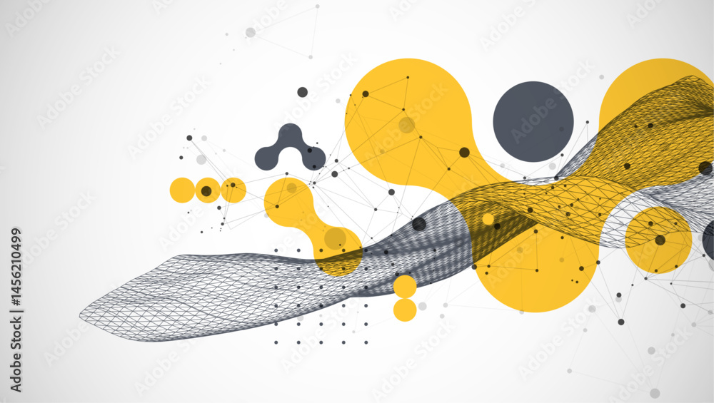 Poster the abstract wave is made in a frame style. template for science and technology presentation. vector