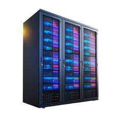 Modern Server Rack with LED Lights in Data Center