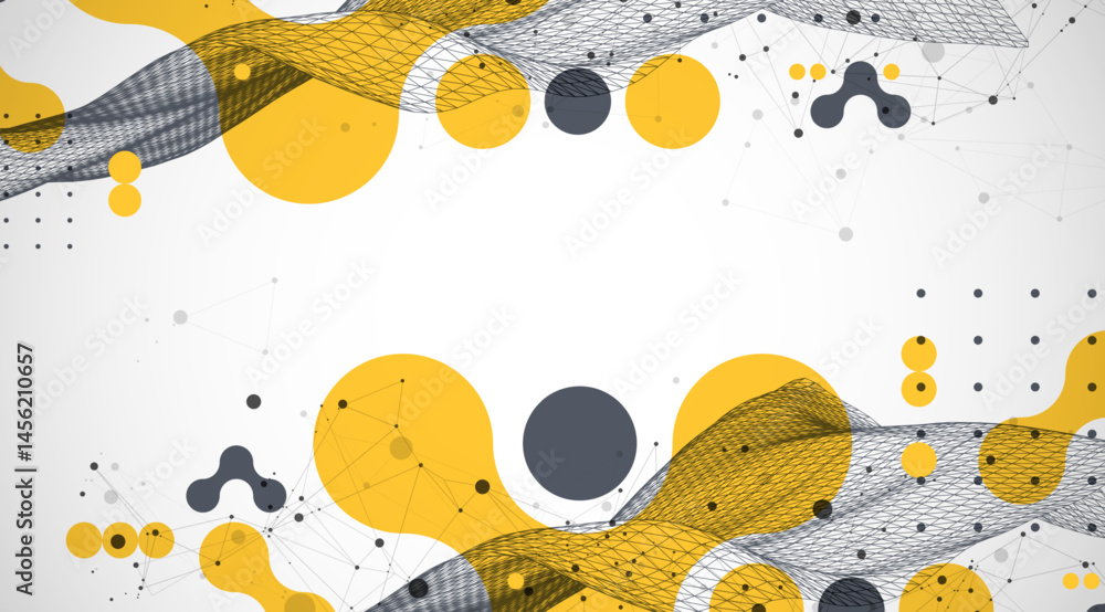 Poster the abstract wave is made in a frame style. template for science and technology presentation. vector