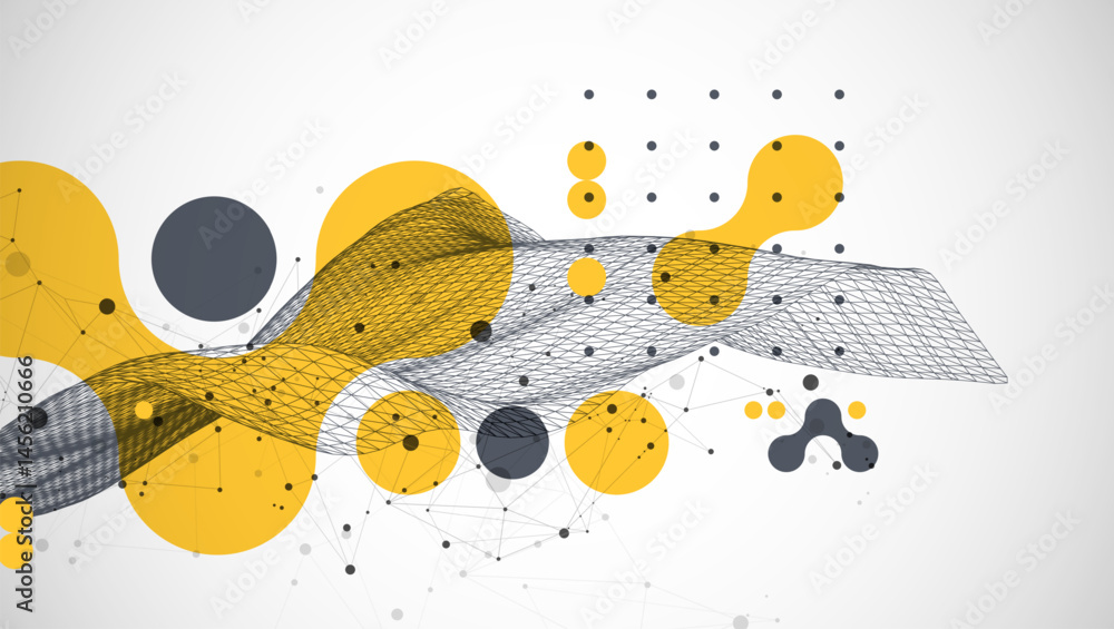 Aufkleber The abstract wave is made in a frame style. Template for science and technology presentation. Vector art.