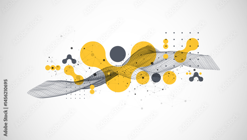 Aufkleber The abstract wave is made in a frame style. Template for science and technology presentation. Vector art.