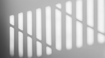 Abstract shadow of leaves on transparent background with soft light through window blinds, window shade. Mockup of transparent shadow overlay. Gray shadow on isolated background. Sun light backdrop