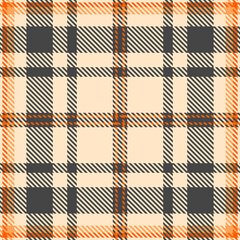 Madras pattern plaid seamless, chequered texture check tartan. Amazing vector background textile fabric in bisque and grey colors.