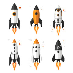 Rocket simple icon set vector --v 6.1 --s 750 --raw