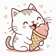 Cute cat enjoying ice cream