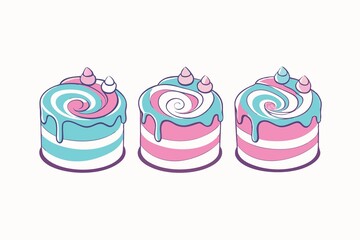 Marble Effect Birthday Cakes Swirled Color Frosting Design