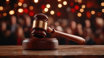 A judicial gavel set against an artistic bokeh background, illustrating themes of justice and authority with a unique and visually appealing aesthetic presentation.