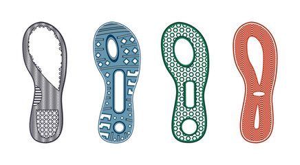 Set Grunge silhouette of footprint vector illustrations