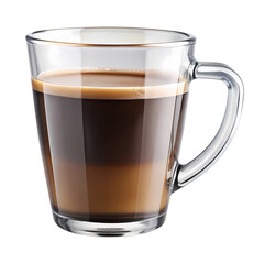 Espresso Macchiato in Glass Mug on Transparent background