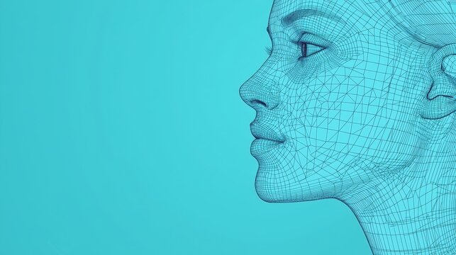 Abstract profile sketch with a turquoise background. Innovation and creativity adaptation concept.