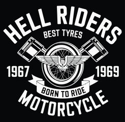 Motor cycle rider T shirt design vector .