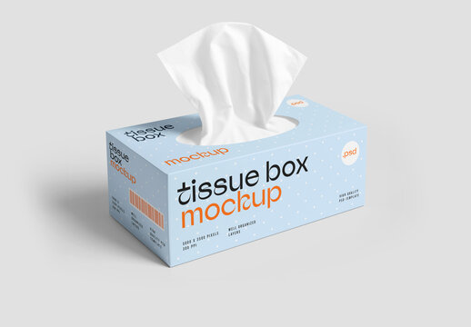Facial Tissue Box Mockup for Packaging Design and Retail Branding