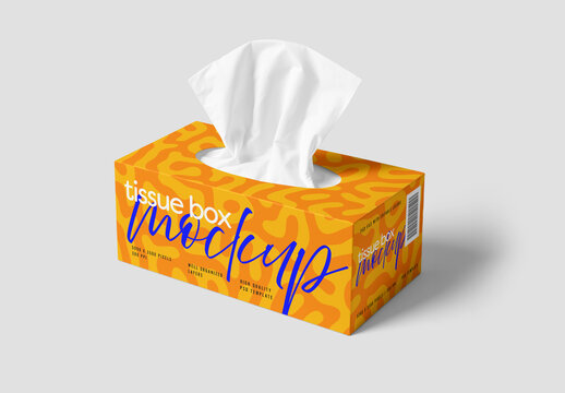 Facial Tissue Box Mockup for Packaging Design and Retail Branding