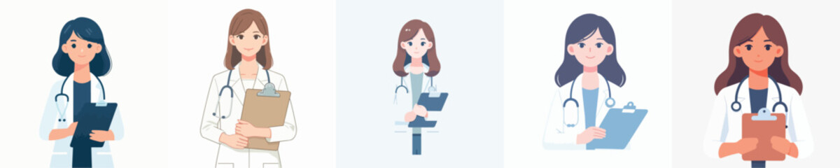 Vector of a female doctor holding a medical prescription