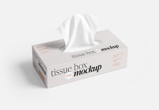 Facial Tissue Box Mockup for Packaging Design and Retail Branding