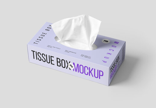 Facial Tissue Box Mockup for Packaging Design and Retail Branding