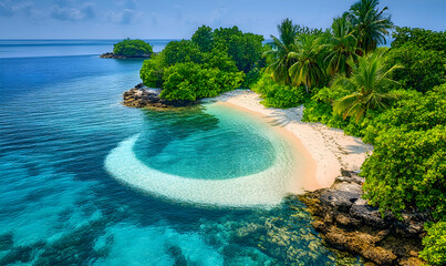 Secluded Tropical Island Beach with Turquoise Water