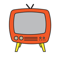 retro vintage television vector illustration cartoon