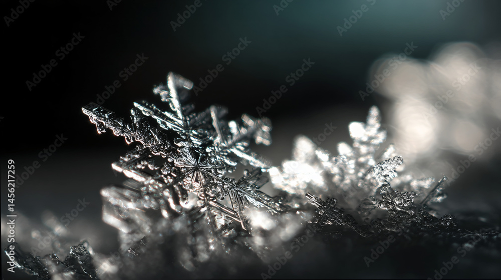 Poster ending up of an intricate ice crystal snowflake structure