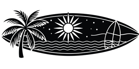 Obraz premium surfboard icon silhouette summer theme vector illustration