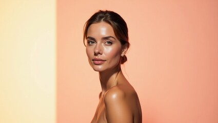 Torriden. Naked beauty exposed. Female woman model isolated background. Sensual, self-empowered woman showcases her vulnerability and confidence in provocative, unapologetic nude portrait setting.