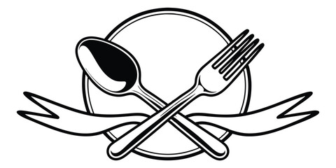 spoon and fork silhouette icon restaurant theme vector illustration