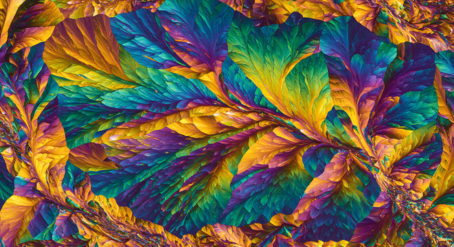 Microscopic Colorful Crystal Growth Pattern