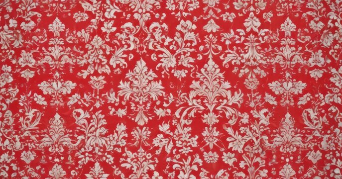 Elegant red damask wallpaper pattern on white background , decoration, home decor