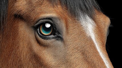 Close-up of a horse's eye showcasing its expressive features and vibrant colors
