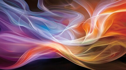 Obraz premium A digital art piece featuring swirling, abstract shapes in shades of blue, purple, orange, and yellow.