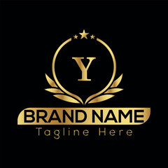 Golden vector illustration of a dollar symbol with a vintage gold design Y logo design