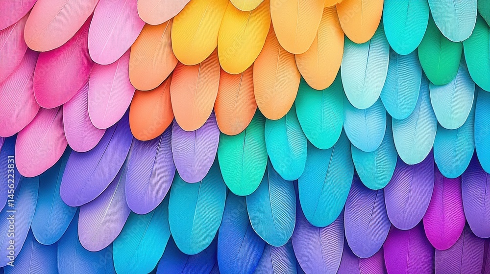 Poster a vibrant display of multicolored feathers.