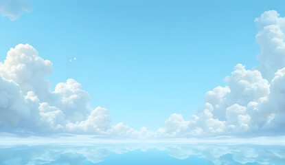 Blue sky and clouds generate AI background
