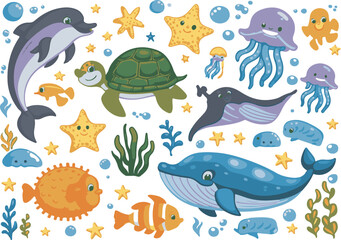 Obraz premium seamless pattern with sea animals