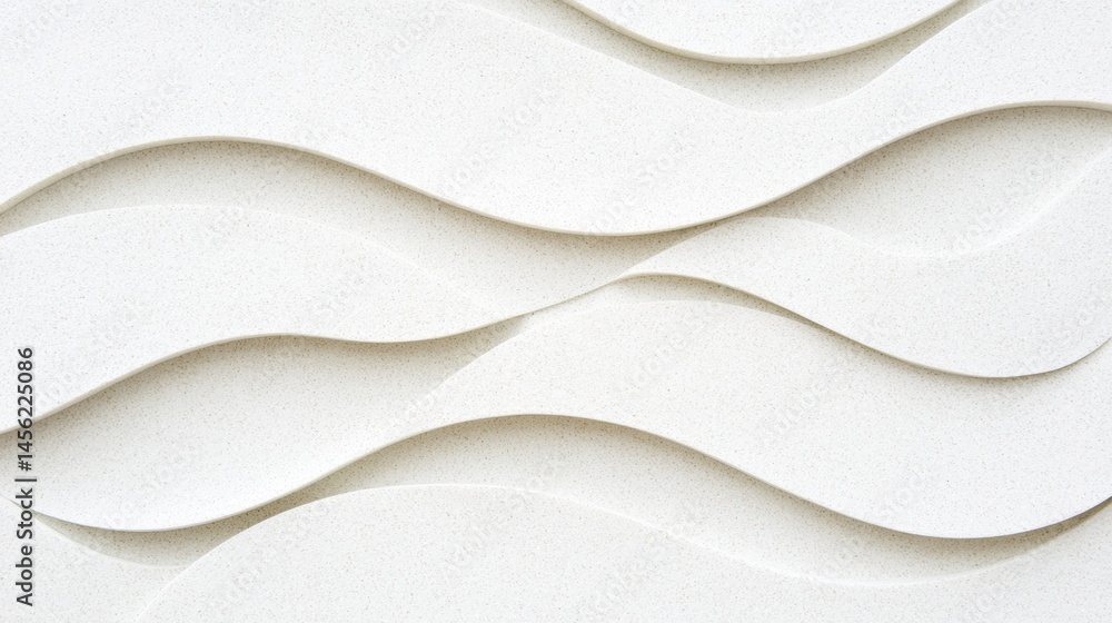 Poster a white wall with a textured surface and a repeating wave pattern.