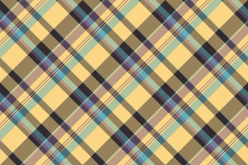 Quiet seamless textile vector, checked texture plaid fabric. Panel check pattern tartan background in amber and pastel colors.