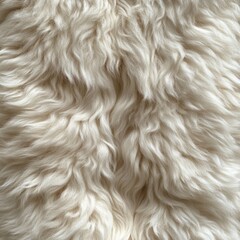 Close-up view of soft, creamy white sheepskin texture.