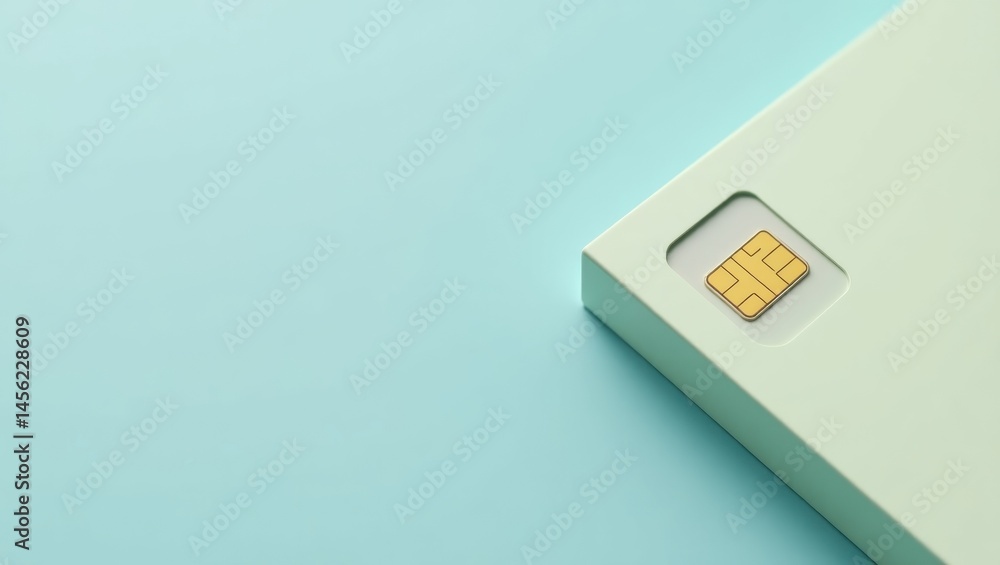 Poster travel esim. simple portable access. isolated background, copyspace.. simple sim card holds key to f