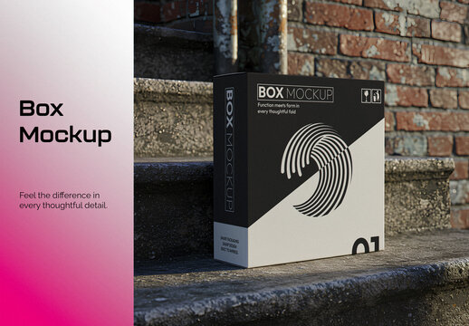 Square Packaging Box Mockup