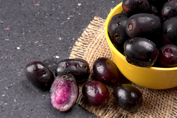 Jambul or Jamun (Syzygium cumini) isolated on white background 