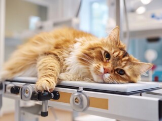 Veterinary care for a relaxed cat animal clinic photography indoor close-up pet health awareness